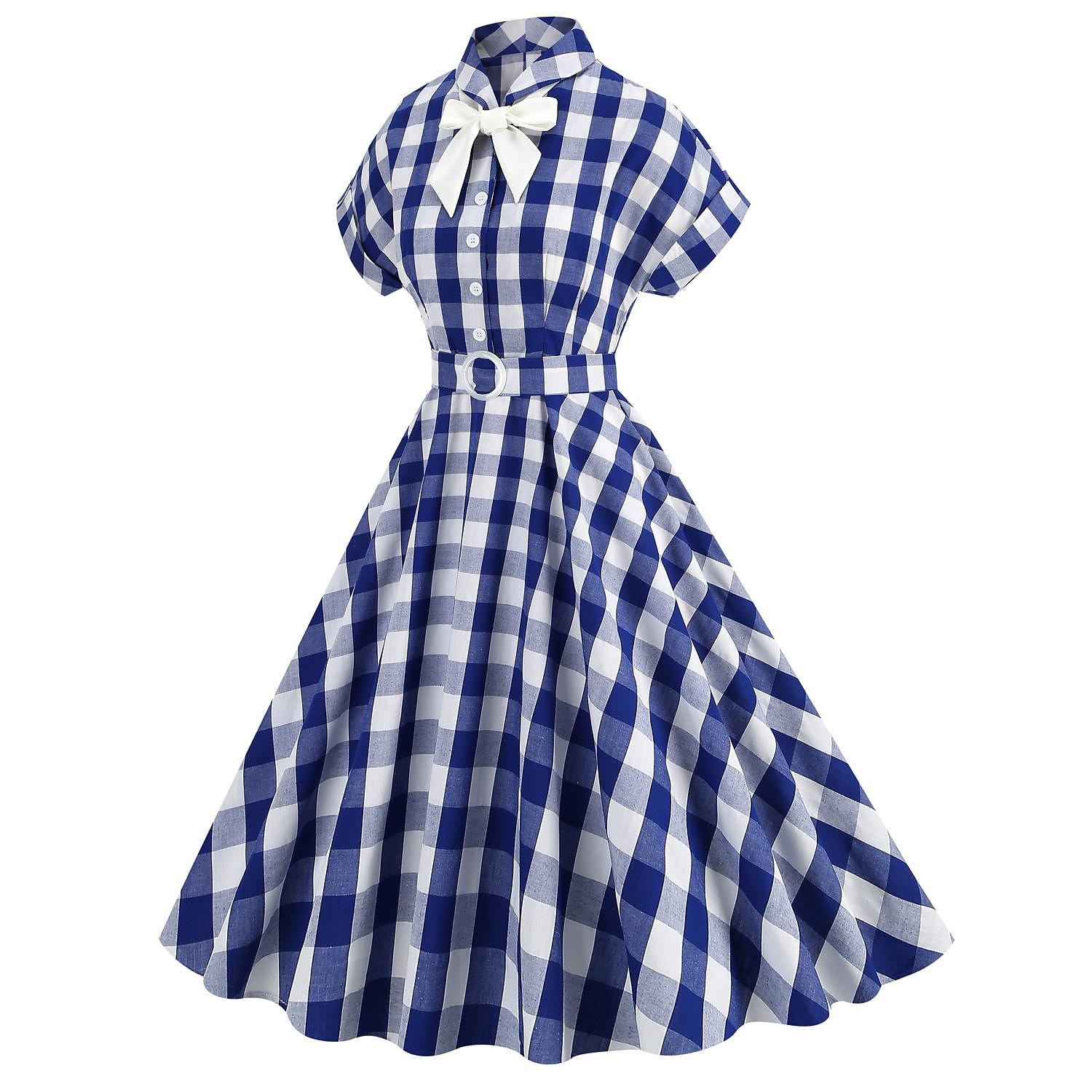 Přehoz Klasik Retro A-Line šaty Flare šaty Pléd Kostkovaný Vzor gingham Dámské Dívčí Karneval Plesová maškaráda Dovolená Na den Čajový dýchánek Dospělé Šaty Šaty pro návrat domů Jaro léto 2025 - $37.99 –P12