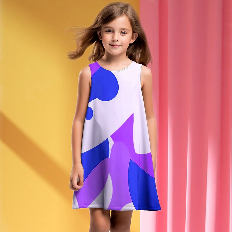 ragazze' 3D Pop art Fantasia geometrica Color Block Vestito Senza maniche Stampa 3D Estate Primavera Da mare Sportivo Giornaliero stile sveglio Informale Dolce Bambino 4-12 anni Abito casual Abito del 2025 a $13.99 –P6