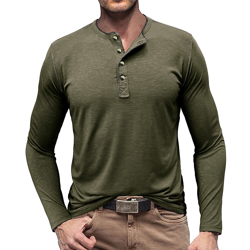 Férfi Gombos póló Henley ing Tee Top Hosszú ujj Henley Nyár Sima Divat Dizájn Alap Vakáció Utca Alkalmi Fehér Sárga Piros Férfi felső póló 2025 - $30.99 –P7
