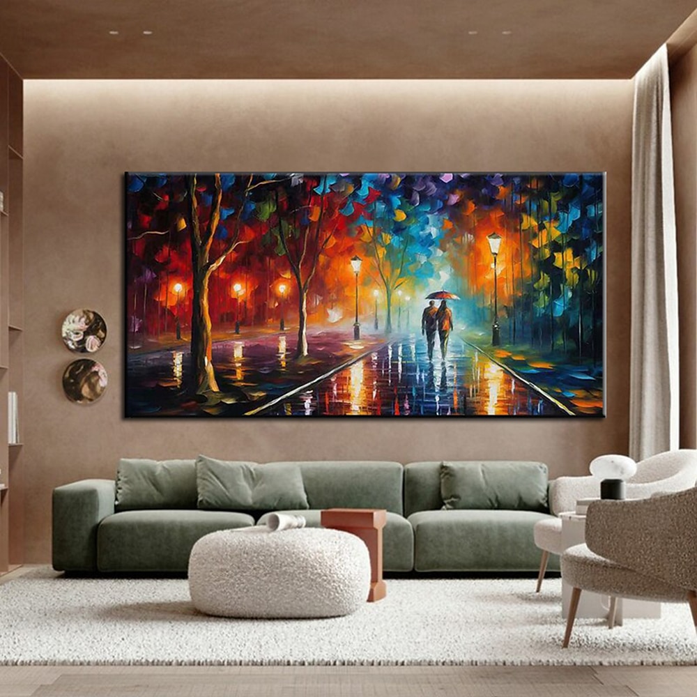 Ölgemälde handgemalte handgemalte Wandkunst abstrakte Regen Straße Baum Lampe Messer Landschaft Hauptdekoration Dekor gerollte Leinwand kein Rahmen ungedehnt 2025 - $114.99 –P6