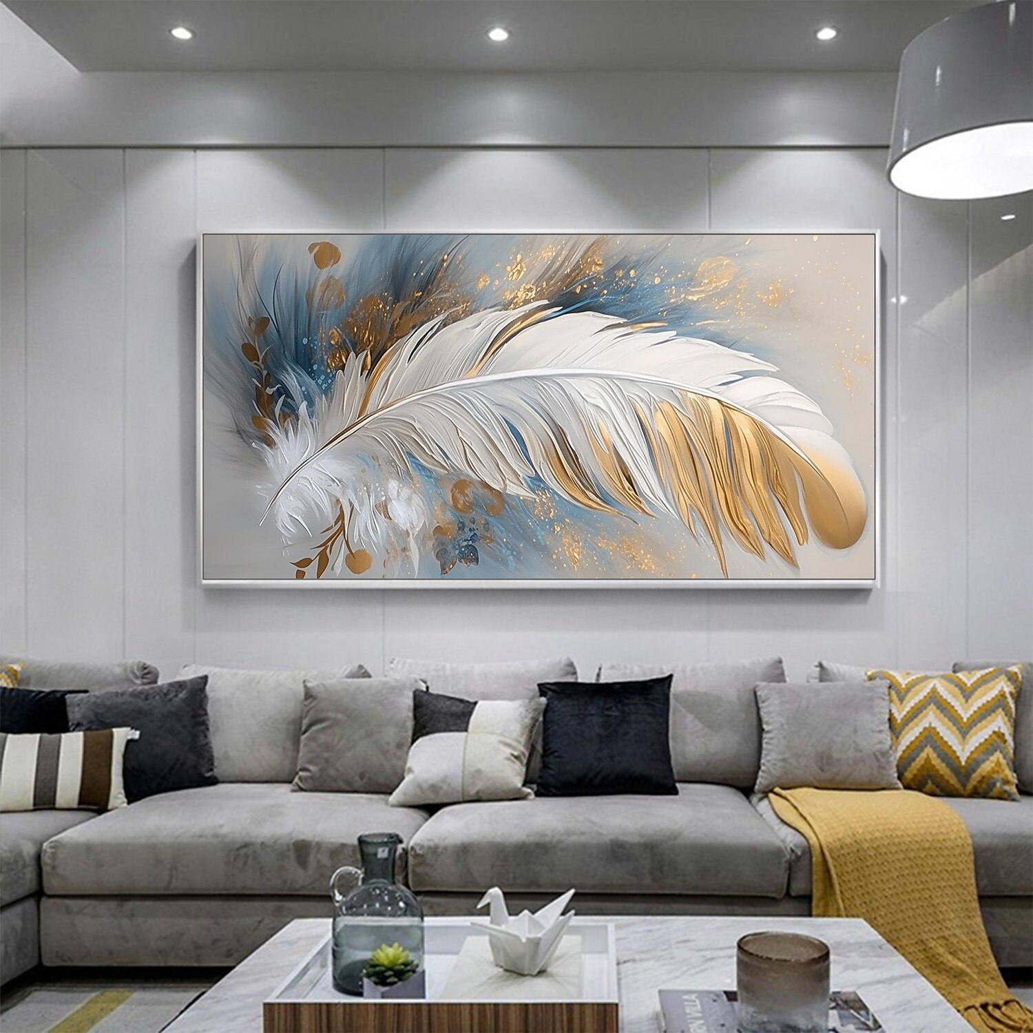 Handmade Oil Painting Canvas Wall Art Decor Original Feather Painting for Home Decor With Stretched Frame/Without Inner Frame Painting 2025 - $150.99 –P11