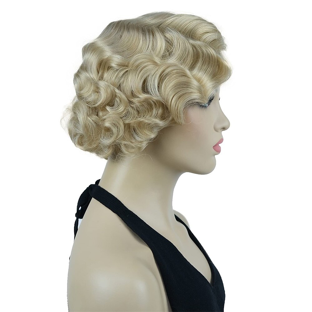 Parrucca Vintage Festa Cosplay Leggera Butterscotch Capelli Corti Ondulati Flapper Accessorio Parrucca Halloween del 2025 a $19.49 –P5