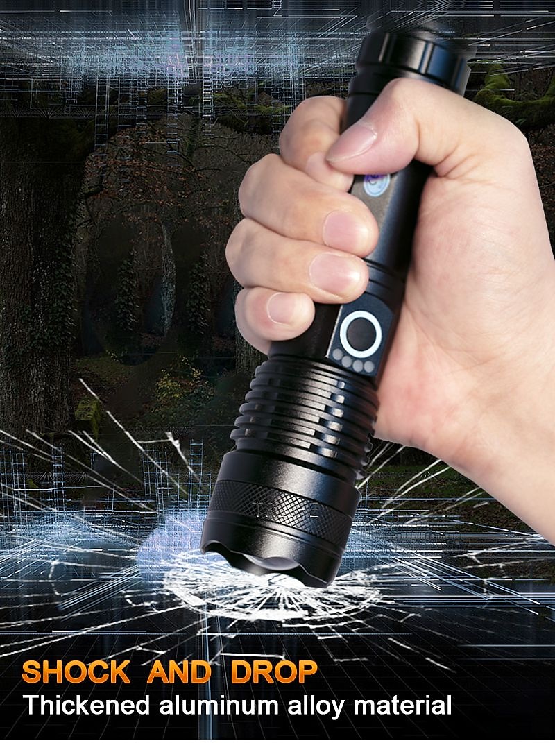 NEW High Power LED Flashlight XHP50Super Bright Usb Rechargeable Torch 18650 Zoom Powerful Flash Light Hunting Lantern （no battery） 2025 - $22.99 –P4