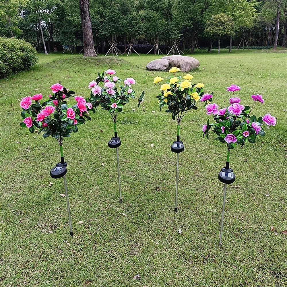 LED Solar Flower Lights Rhododendron Outdoor Simulated Flower Lamp LED Artificial Flower Floor Insertion Lamp  Garden and Courtyard Decorative Lights Holiday Party Decorative Lights 2025 - $24.99 –P10
