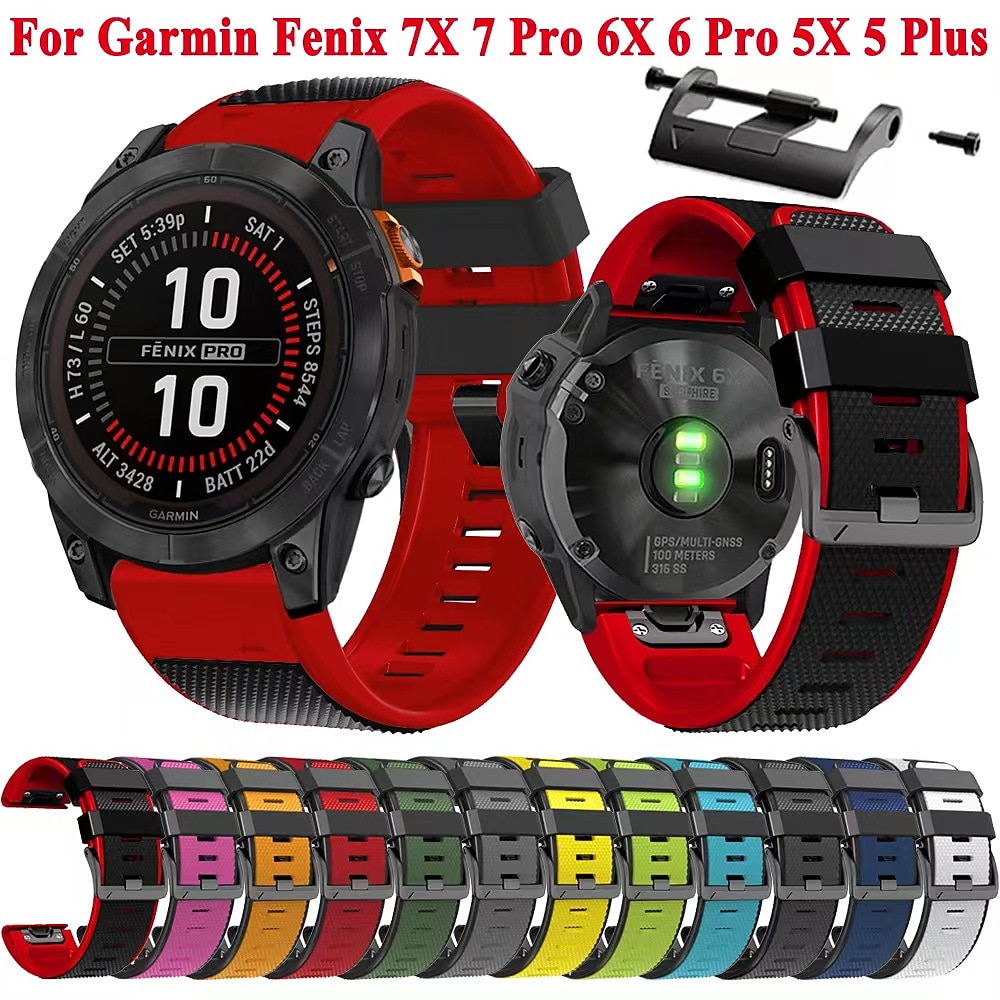 Ремешок для часов для Garmin Fenix 7 7X 6 6X Pro Epix Pro 47mm 51mm Instinct 2X Approach S70 47mm S62 S60 Forerunner 955 945 Epix Marq Descent Quatix 22mm 26mm силиконовый Замена Ремень 22mm 26mm 2025 - $18.99 –P2