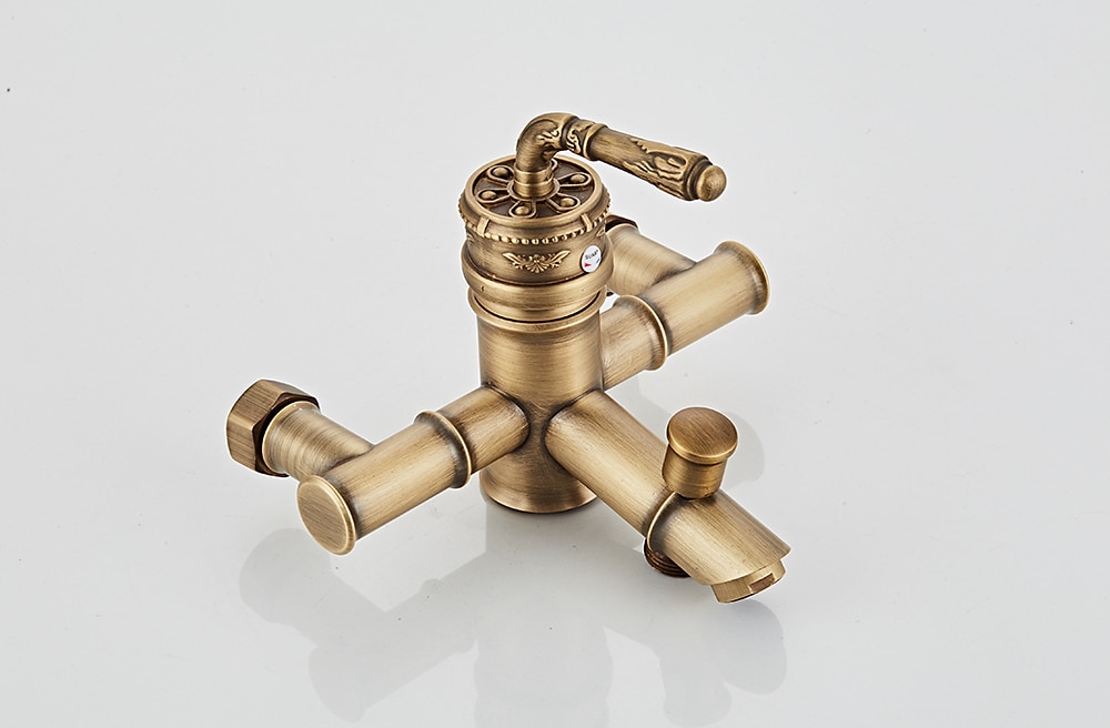 set rubinetti doccia a parete in ottone vintage, sistema doccia spruzzatore portatile, con bocca vasca fredda e tubo caldo del 2025 a $129.99 –P6