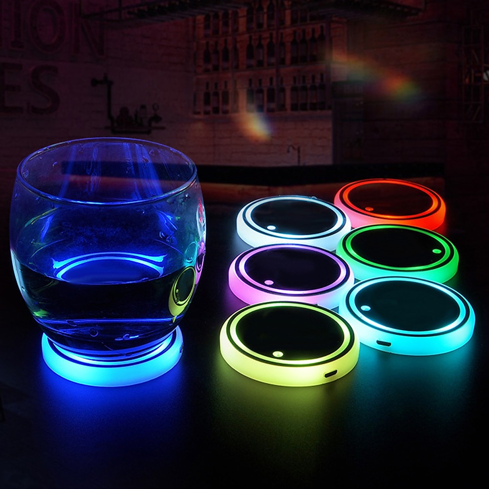 Smart Luminous Water Coaster LED Car Cup Holder Lights 7 Colors Changing USB Charging Mat Waterproof Cup Pad Interior Atmosphere Lamp Decoration Light for Oktoberfest Car Accessories 1pc 2025 - $10.99 –P5