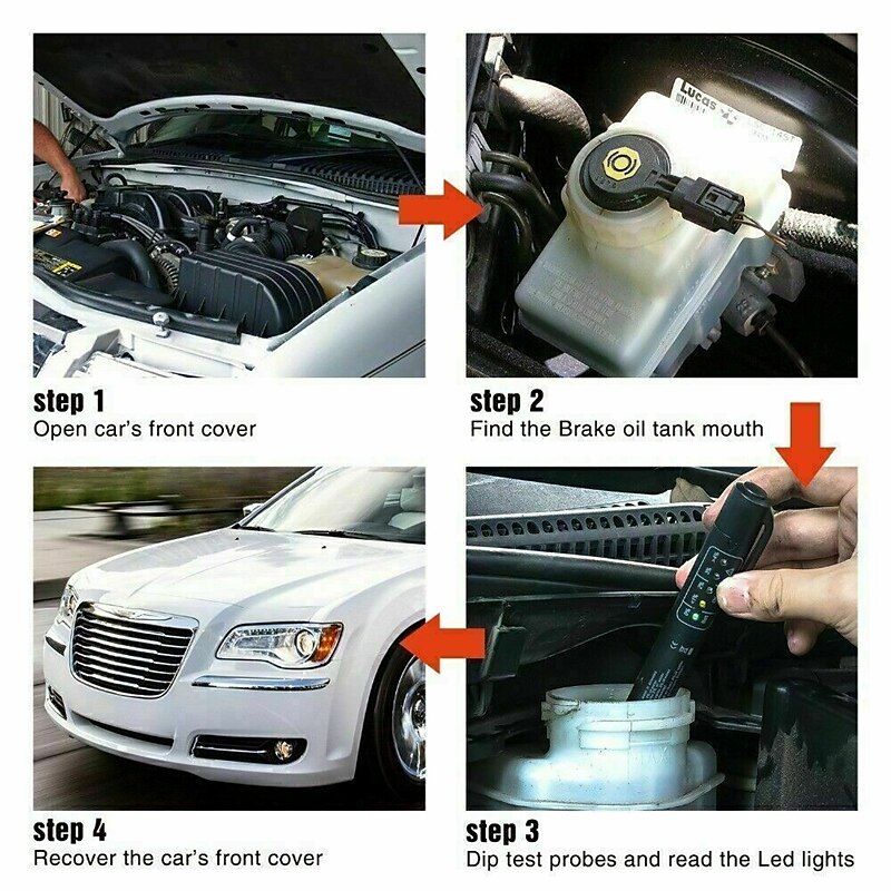 Brake Fluid Liquid Tester Auto Brake Diagnostic Testing Tool Hydraulic Fluid Liquid Oil Moisture Analyzer With 5 LED Indicators Brake Testing Tool 2025 - $15.99 –P2
