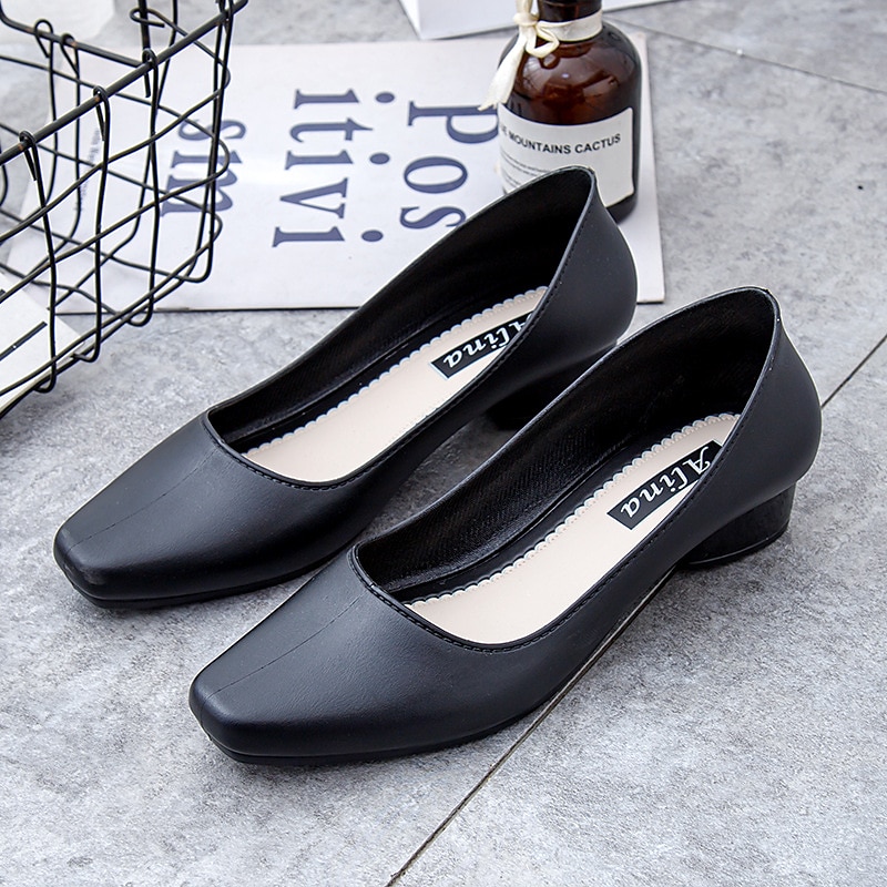 Zapatos negros de tacón bajo para mujer: zapatos clásicos sin cordones con punta redonda para la oficina, el trabajo y ocasiones formales. 2026 - $18.99 –P10