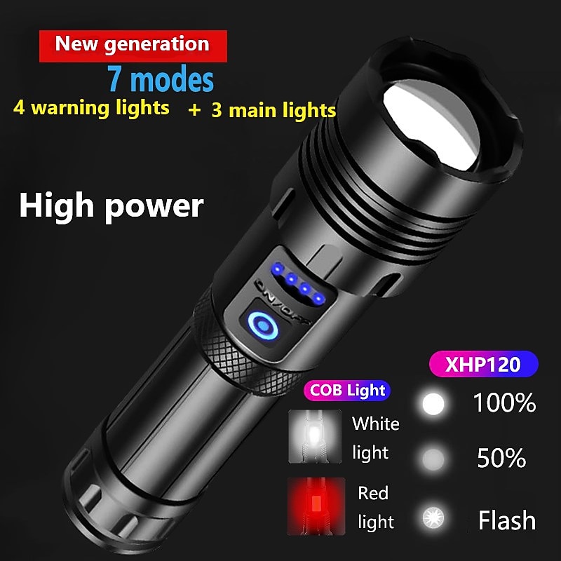 2025年 P70 携帯式フラッシュライト 防水 LED エミッタ 自動 照明モード USBケーブル付き 防水 新デザイン コンパクトデザイン 耐用的 キャンプ / ハイキング / ケイビング 日常使用 狩猟 ブラック コレクション – $31.99 –P2