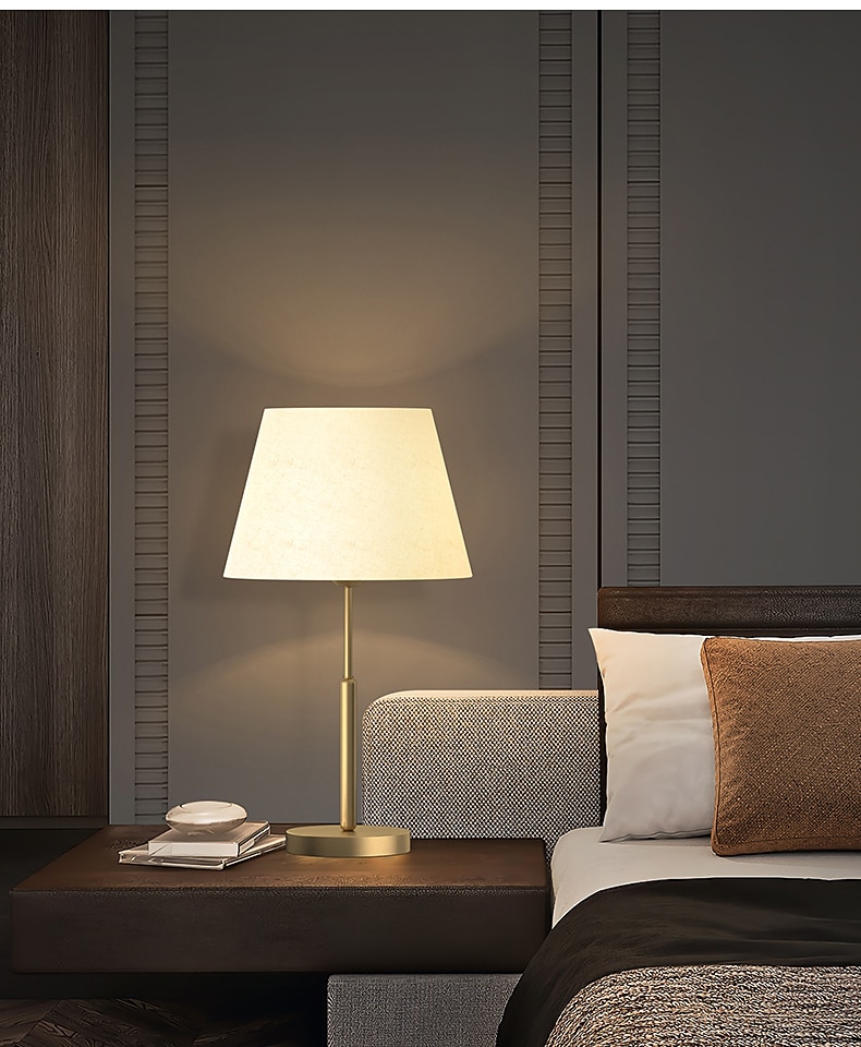 LED Table Lamp Gold Brass Fabric Modern Warm White Bedside Table Lamp Applicable to Living Room Bedroom Office Bedside Cabinet and Bookcase 110-240V 2025 - $200.99 –P3