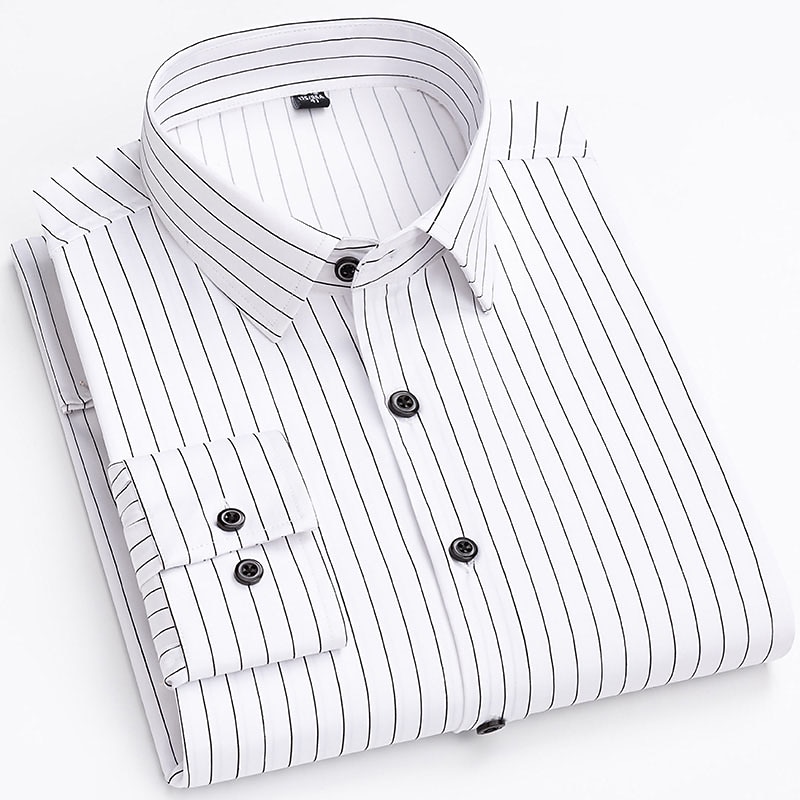 Herren Oberhemd Bügelfreies Hemd Streifen und Plaid Hochzeit Büro & Karriere Schwarz Weiß Hellgrün Wein Langarm Umlegekragen Ganzjährig Bekleidung 2025 - $28.99 –P10