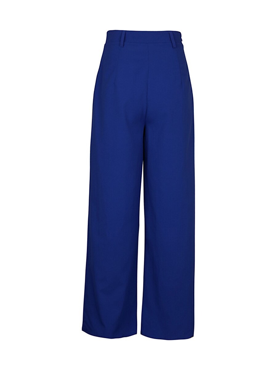 Women's Dress Pants Wide Leg Pants Trousers Full Length Pocket Micro-elastic High Waist Fashion Streetwear Work Street Blue S M Summer Fall 2023 - US $27.99 –P13