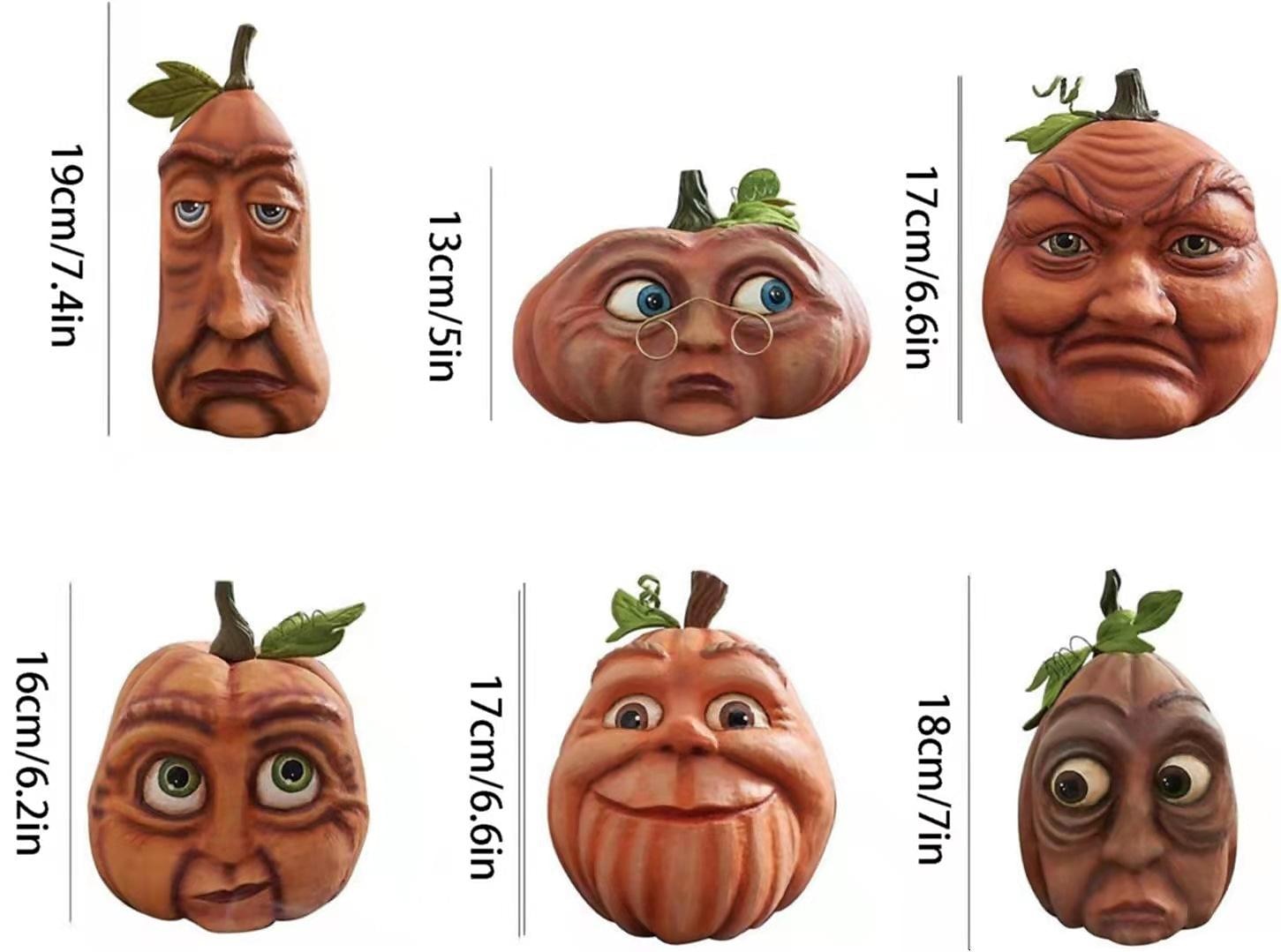 halloween gresskar dekor høstdekor uttrykksfulle gresskar figurer familie utendørs freak sett med seks kombinasjoner lokale layout rekvisitter for innendørs/utendørs fest 2025 - $20.99 –P4
