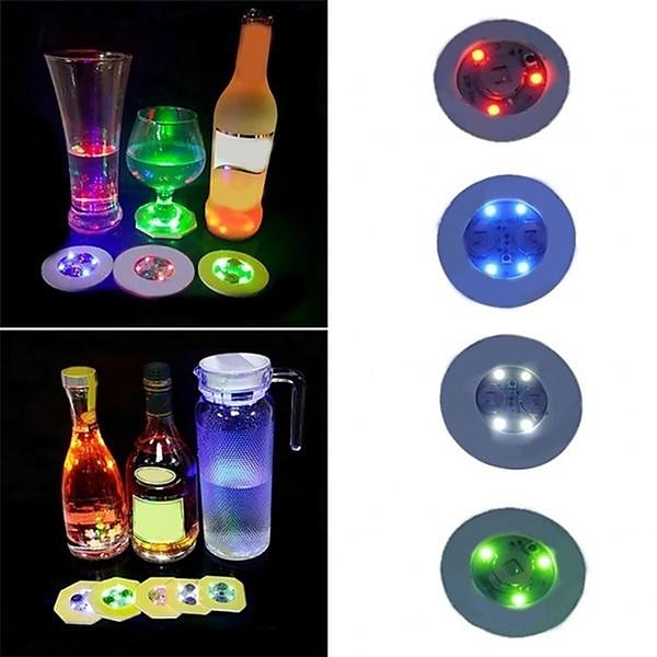 1/2/5pcs LED Coaster Flashing Creative Luminous Bottle LED Light Cup Sticker Mat Bar Club Party Supply Coaster Decor 2025 - $8.99 –P7