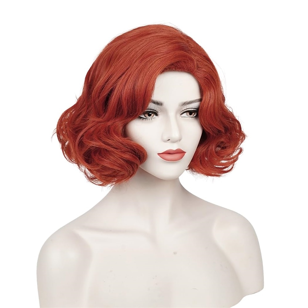Kort kobberrød parykk kvinner 1920-talls 20s 30s krøllete syntetisk kastanjefarge bob vintage parykk karneval cosplay kostymeparykk Halloween-parykker 2025 - $17.99 –P2