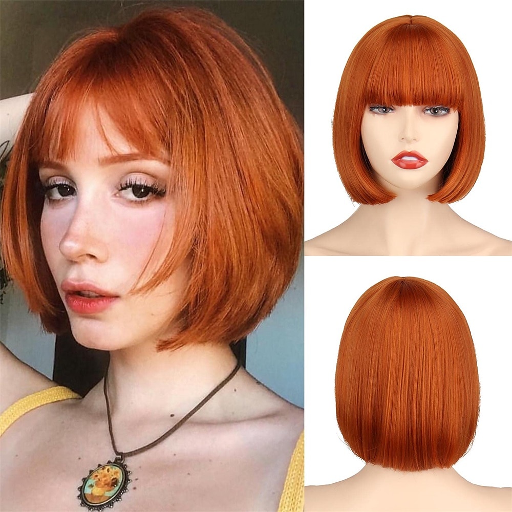 Red Wig Bangs Short Red Bob Wig for Women Auburn Wig Bob with Bangs for Daily Party Cosplay 2025 - KZT 8551.86 –P12