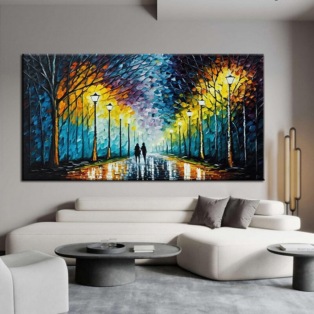 Ölgemälde handgemalte handgemalte Wandkunst abstrakte Regen Straße Baum Lampe Messer Landschaft Hauptdekoration Dekor gerollte Leinwand kein Rahmen ungedehnt 2025 - $114.99 –P8