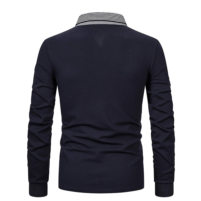 Herren Polos mit Knöpfen Poloshirt Casual Festtage Kargen Langarm Modisch Basic Glatt Klassisch Sommer Regular Fit Traube Dunkelmarine Grau Polos mit Knöpfen 2025 - $21.99 –P4