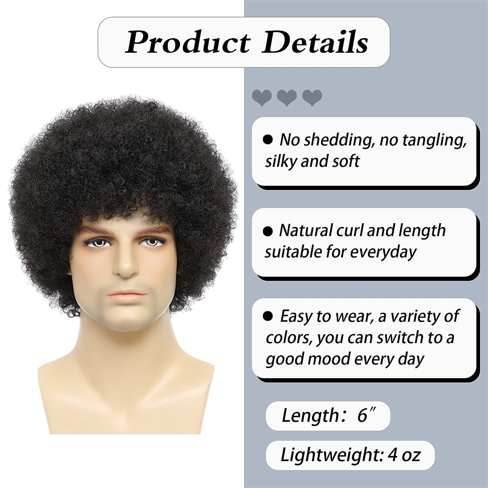 Afro Wig Men70's Costumes for Men Heat Resistant Synthetic Disco Wig Halloween Wigs 2025 - $19.99 –P2
