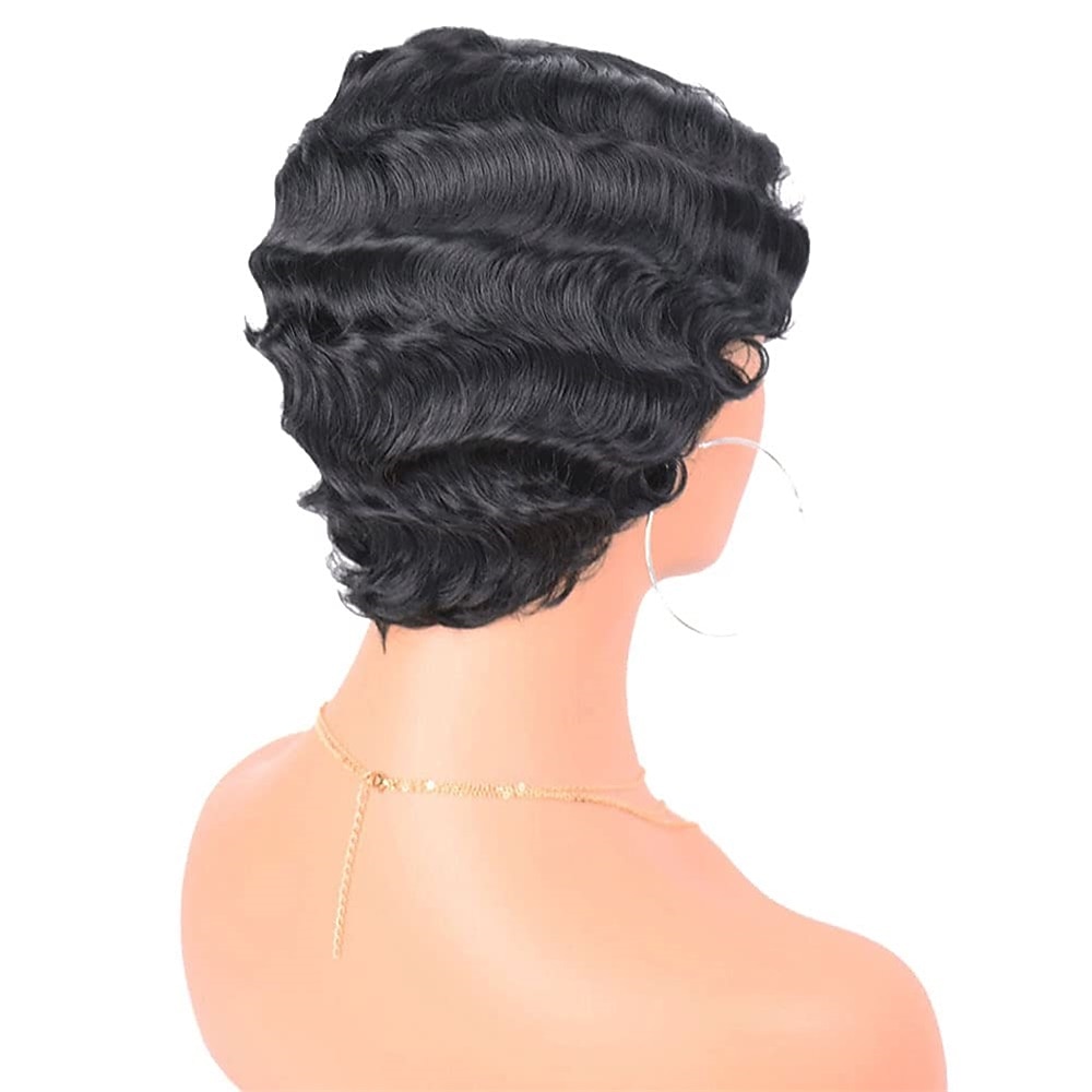 Περούκα Finger Wave περούκα χωρίς κόλλα κοντές σγουρές συνθετικές περούκες για μαύρες γυναίκες Nuna περούκα 1920s κοσπλέ πάρτι καθημερινή χρήση αποκριών 2025 - $17.99 –P10