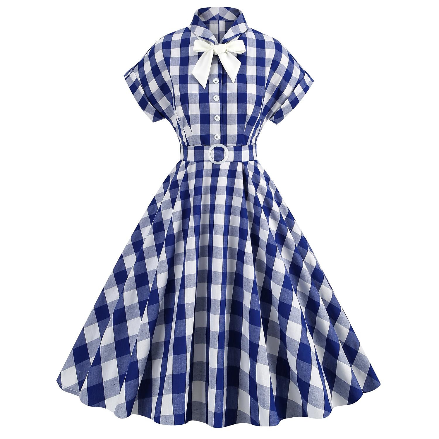 Přehoz Klasik Retro A-Line šaty Flare šaty Pléd Kostkovaný Vzor gingham Dámské Dívčí Karneval Plesová maškaráda Dovolená Na den Čajový dýchánek Dospělé Šaty Šaty pro návrat domů Jaro léto 2025 - $37.99 –P11