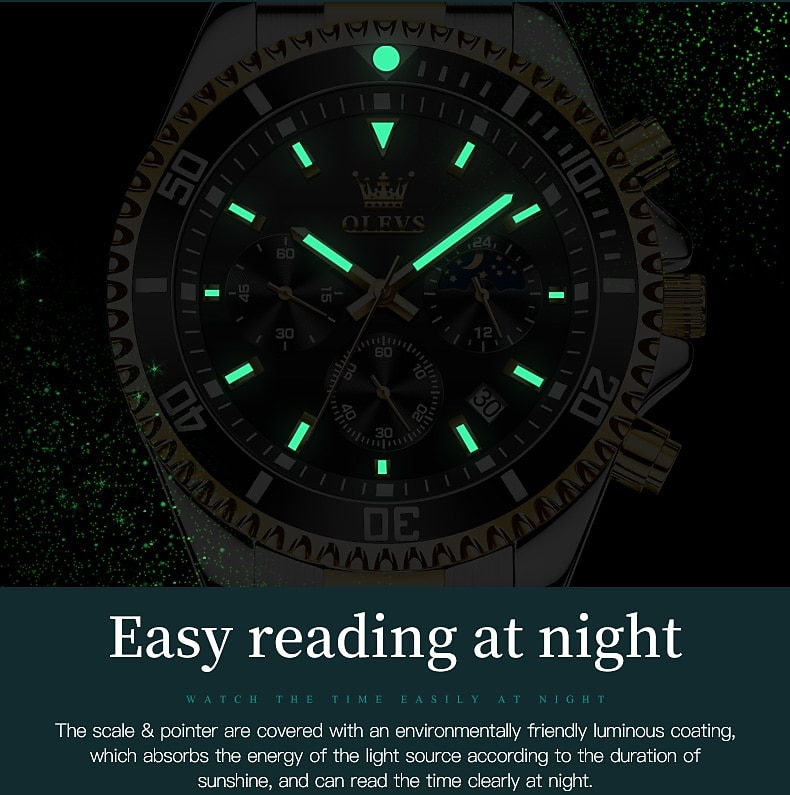 OLEVS Heren Quartz horloges Luxe Grote wijzerplaat Modieus Zakelijk Weergave maanfase Lichtgevend Kalender WATERDICHT Legering Horloge 2025 - $29.99 –P11