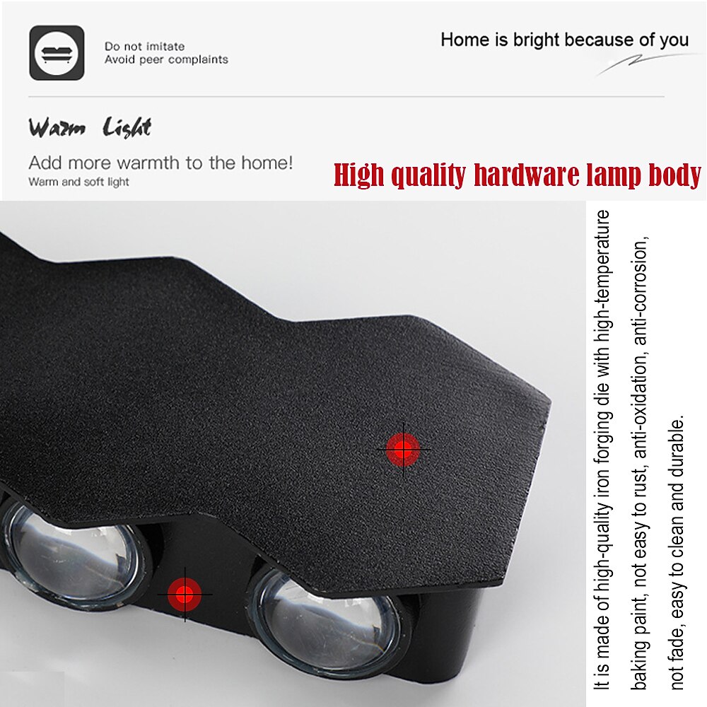 Led buiten wandlamp 2w 4w 6w 8w up/down verlichting indoor dubbele kop gebogen waterdichte ip65 wandlamp moderne slaapkamer lamp ac85-265v 2025 - $16.49 –P6