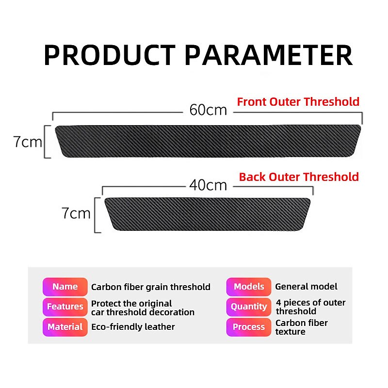 4PCs Car Door Stickers Universal Sill Scuff Anti Scratch Carbon Fiber Auto Door Sticker Car Accessories Styling 2025 - $10.99 –P11