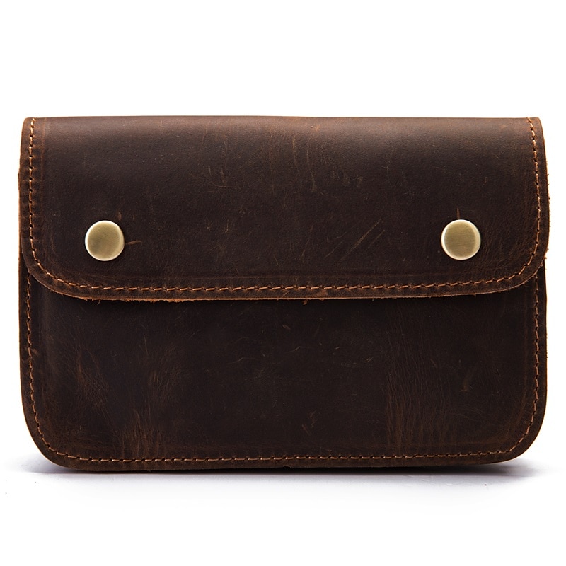 Men's Fanny Waist Bag Crazy Horse Genuine Leather Waist Packs Belt Loop Hip Hook Bum Bag Handmade Travel Small Phone Waist Pouch 2025 - $39.99 –P15