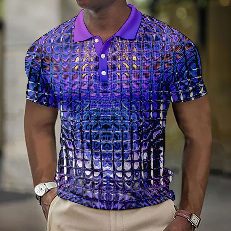 Herren Grafik Waffel-Poloshirts Golfshirt Kurzarm Polo-Shirts Hemden mit Kragen Lässig Urlaubskleidung Rave-Kleidung Party-Outfits Knöpfe 3D-Druck Blau-Grün Gelb Rote 2025 - $22.99 –P6