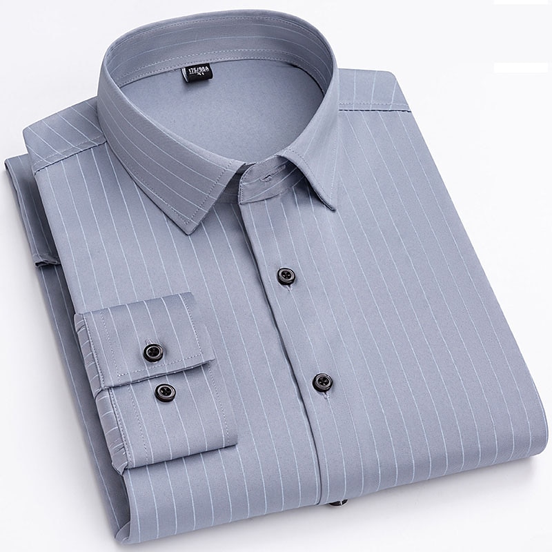 Herren Oberhemd Bügelfreies Hemd Streifen und Plaid Hochzeit Büro & Karriere Schwarz Weiß Hellgrün Wein Langarm Umlegekragen Ganzjährig Bekleidung 2025 - $28.99 –P12