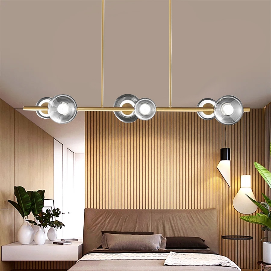 6-Light 100 cm Design a isola Plafoniere Rame Bicchiere Ottone Moderno 110-120V 220-240V del 2025 a $653.49 –P6
