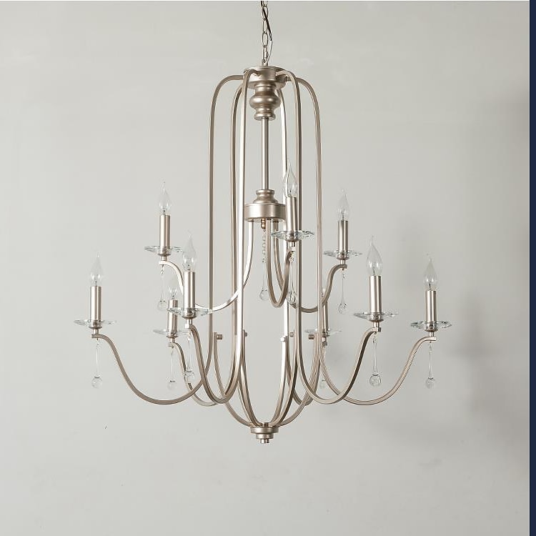 Chandelier for Dining Room Candle Style 6/9/12-Heads Modern Farmhouse Pendant Lighting,9-Light Brushed Candle Ceiling Hanging Fixture for Living Room Bedroom Coffee 110-240V 2025 - $558.79 –P5
