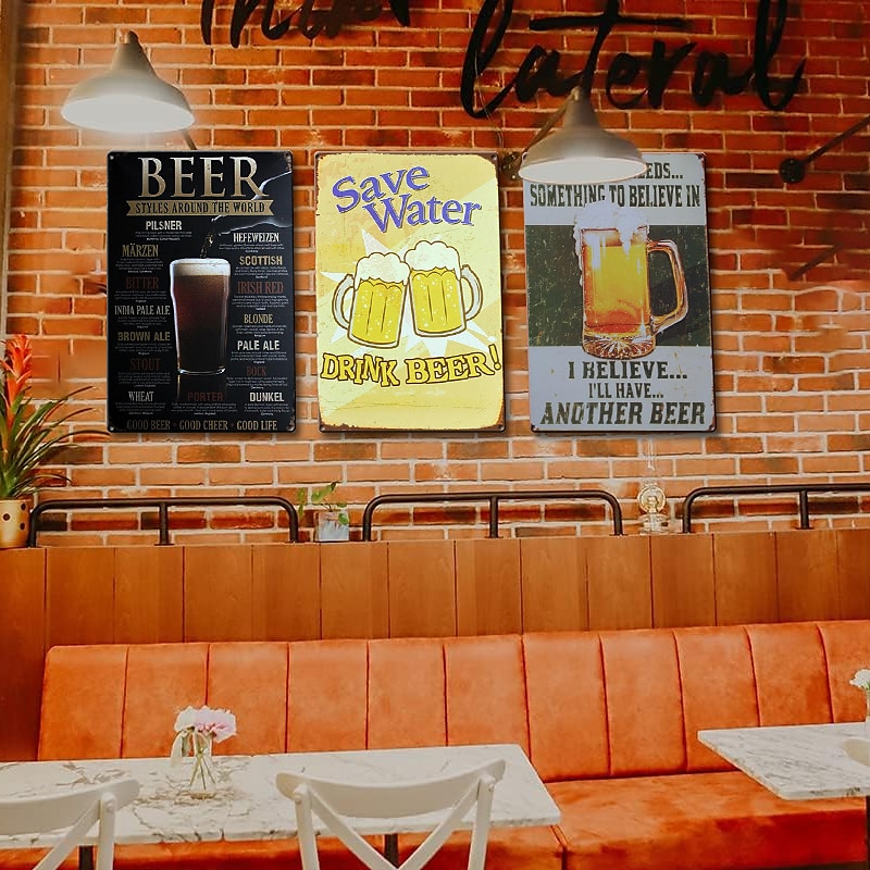 1pc Retro Metal Tin Sign Beer Tin Sign Vintage Bar Club Signs Wall Decor, Painting Wall Hanging for Home Decor Wall Art Metal Tin Sign 20x30cm/8''x12'' 2025 - $10.49 –P3
