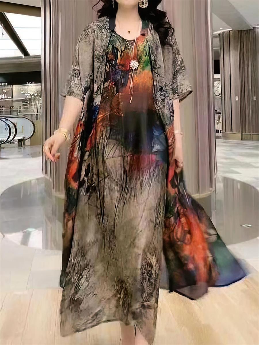 Damskie Zestaw sukienek Codzienne sukienki Sukienka rozkloszowana Sukienka z nadrukiem Moda Codzienny Kwiaty Nadruk Nadruk Sukienka midi Rękaw 1/2 Półgolf Urlop Codzienny Czerwony Niebieski 2025 - $34.99 –P1