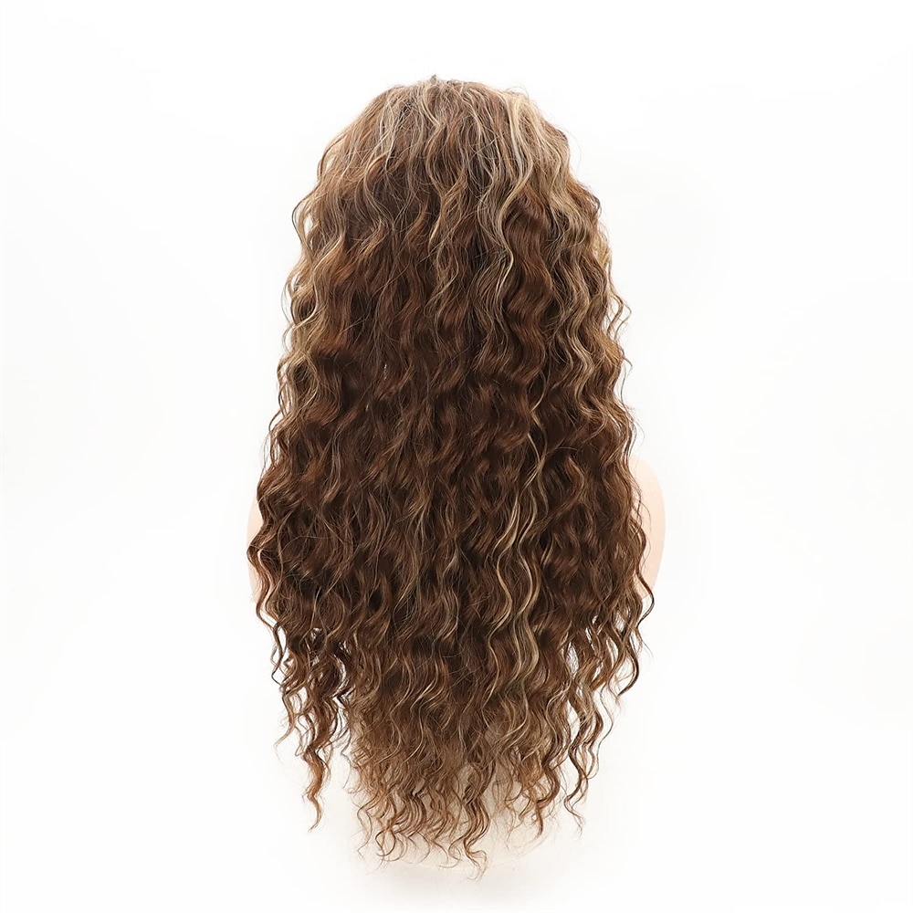 parrucche lunghe ricci marroni con riflessi marroni per capelli sintetici resistenti al calore parrucca riccia bionda mista marrone del 2025 a $31.99 –P6