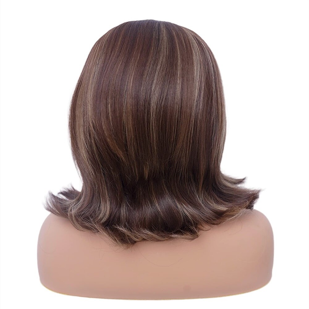 Parrucca Corto Marrone Misto con Frangia Retro Bouffant Parrucche a Nido d'Api adatta per Costume Anni '80 o Festa di Carnevale Parrucche di Halloween del 2025 a $20.99 –P8