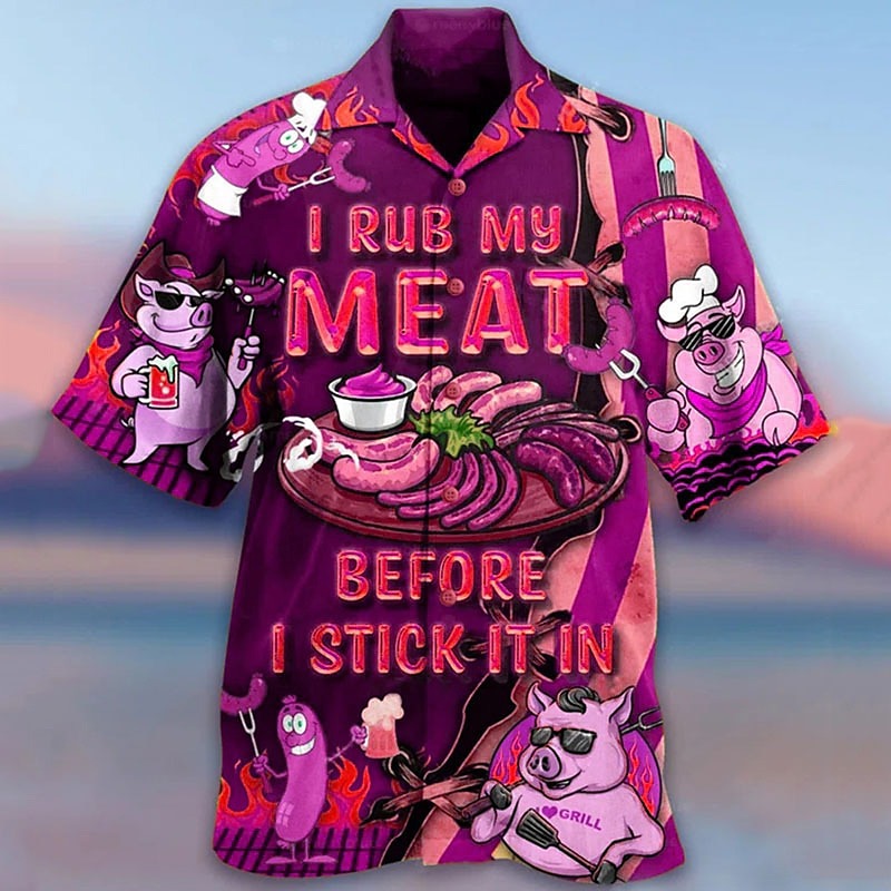 Herr Tecknat Skjorta Kortärmad Mode Designer Ledigt Utomhus Ledigt Dagligen Vår & sommar Nedvikt Mönster Button-Down Gul Rodnande Rosa Rubinrött Blå Purpur 2025 - $24.99 –P3