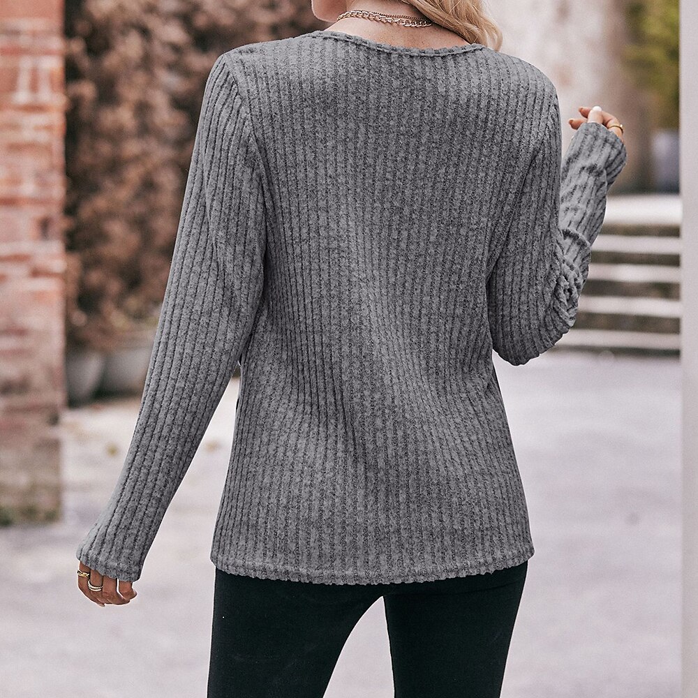 Damen T Shirt Burgunderrotes T-Shirt Glatt Basic Langarm Rundhalsausschnitt Normale Oberteile Täglich Wochenende Schwarz Wein Blau Grün Grau Herbst Winter 2025 - $23.99 –P20