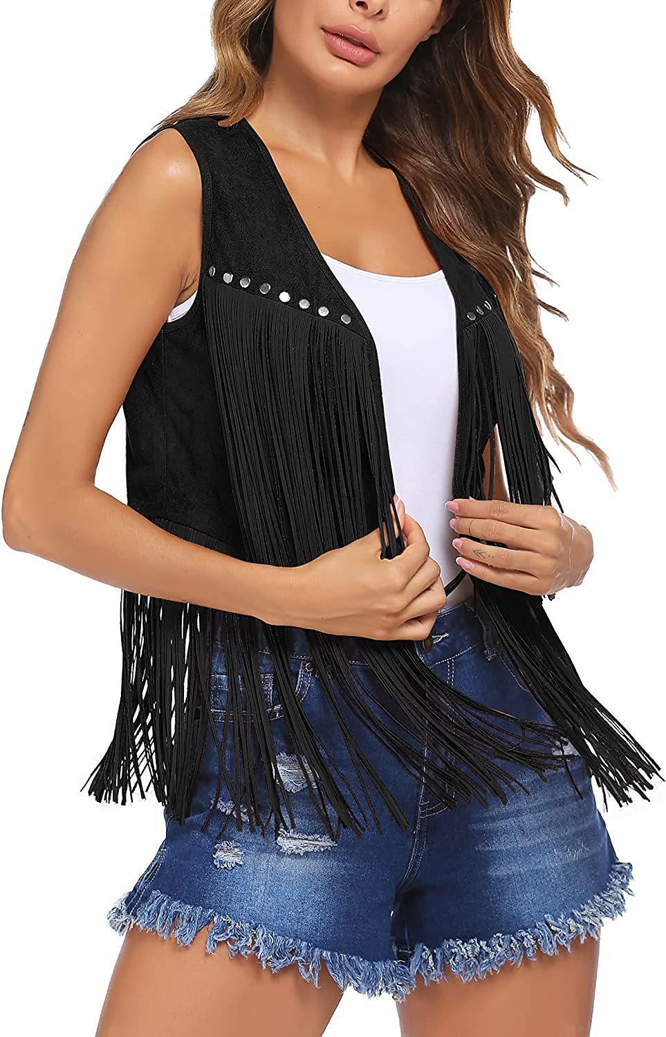 Hippie Retro Vintage Tassel 1960s Hippie 1970s Disco Suede Vest 70s Fancy Dress Women 70s Outfits Women's Tassel Fringe Costume Vintage Cosplay Carnival Masquerade Holiday Sleeveless Vest Carnival 2025 - $27.99 –P5