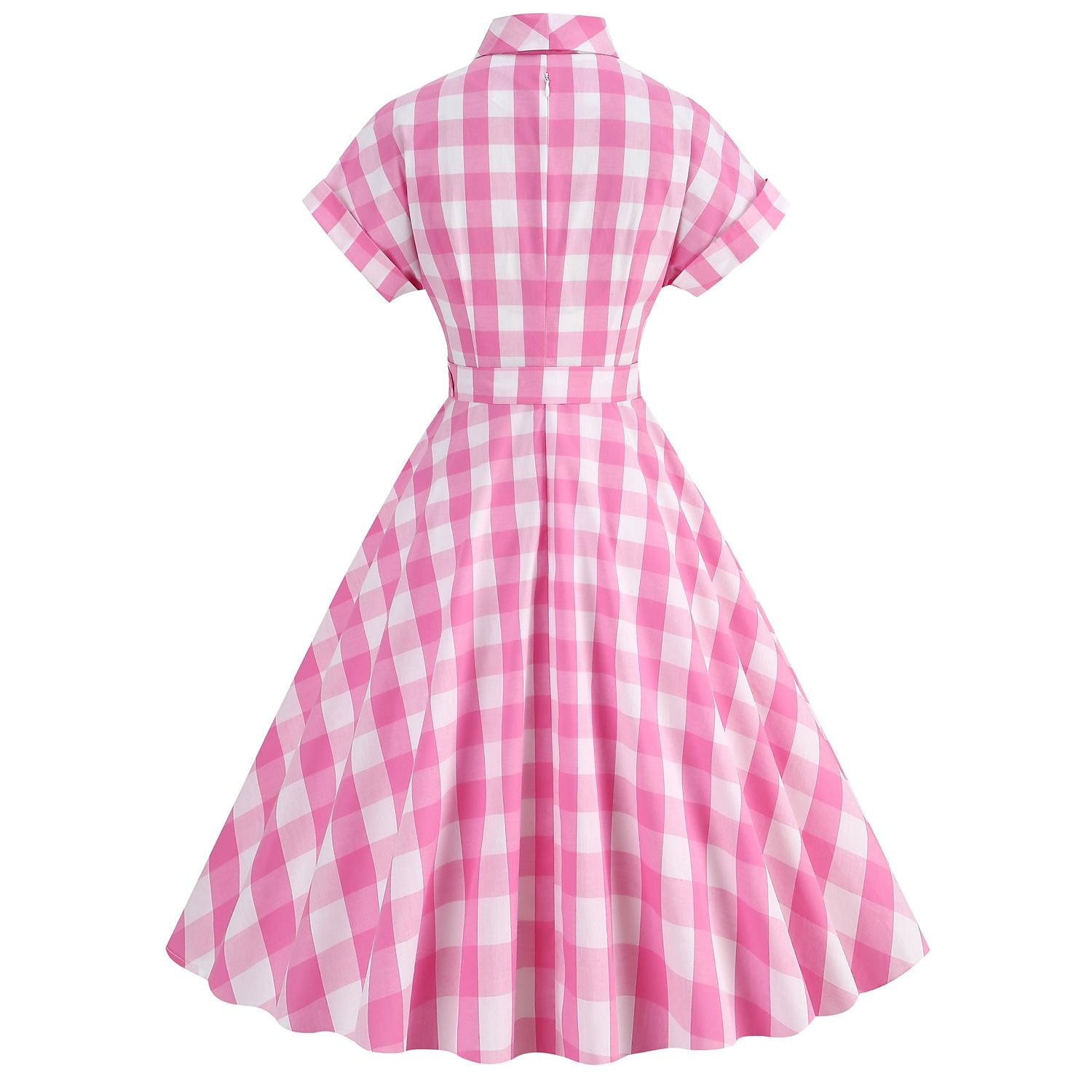 Přehoz Klasik Retro A-Line šaty Flare šaty Pléd Kostkovaný Vzor gingham Dámské Dívčí Karneval Plesová maškaráda Dovolená Na den Čajový dýchánek Dospělé Šaty Šaty pro návrat domů Jaro léto 2025 - $37.99 –P5