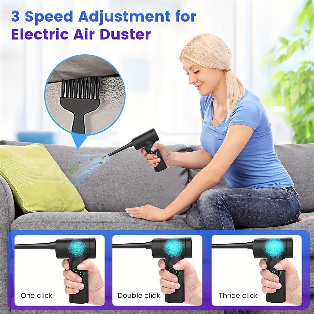 Compressed Air Duster 50000 RPM Keyboard Cleaner For Office 2 Adjustable Speed Electric Air Dusters Good Replacement For Compressed Air Can 6000 MAh Rechargeable Electric Duster For Deep Cleaning 2025 - $59.99 –P4