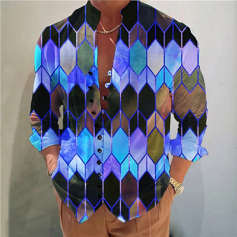 Homme Fleuri Bloc de Couleur Chemise Chemise Boutonnée manche longue Mode Streetwear Designer Extérieur Occasionnel Quotidien Été Printemps Automne Col montant Imprimé Rouge Bleu Violet Claire Violet de 2026 ? $26.99 –P6