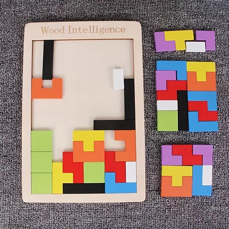 színes 3D fakockák puzzle agytorna montessori oktatójáték gyerekeknek az intelligencia fejlesztésére & kreativitás 2025 - $20.99 –P4
