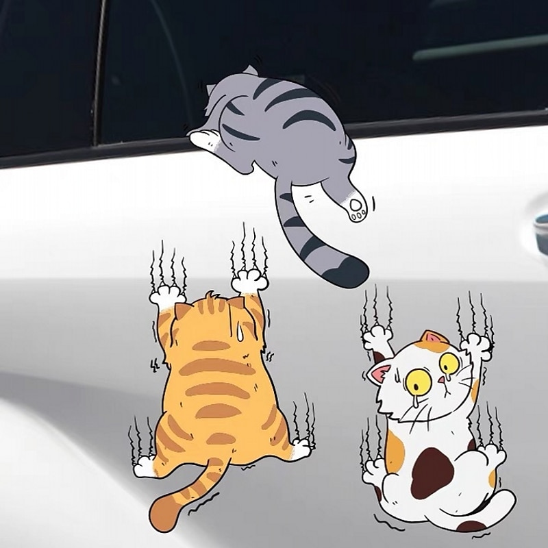 3 Stück lustige Haustier-Katze-Autoaufkleber, Kletterkatzen, Tier
