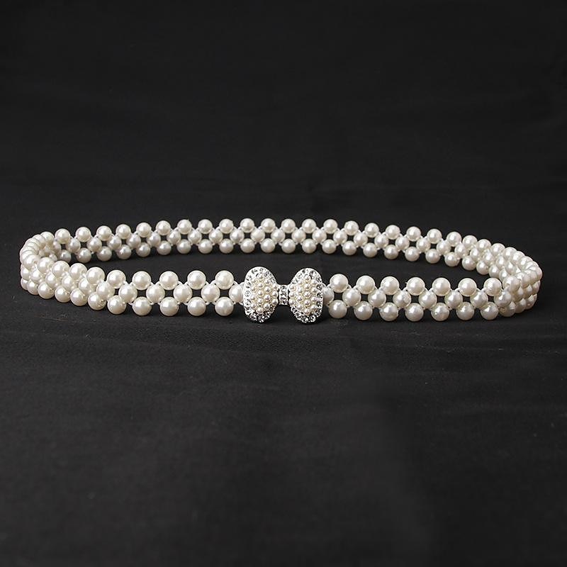 Damen Perle Taille Kette koreanische Version Strass Perle dekorative Gürtel Mode süßes Kleid elastischer Gürtel Frauen Großhandel 2025 - $4.49 –P11