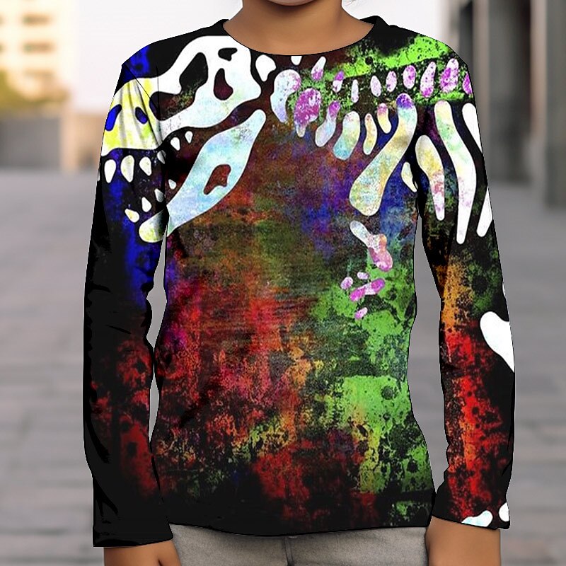 Dla chłopców 3D Graficzny Wszechświat Dinozaur Podkoszulek T-shirt Długi rękaw Druk 3D Lato Wiosna Jesień Sport Moda Moda miejska Dzieci 3-12 lat Na zewnątrz Codzienny Regularny 2025 - $13.99 –P4