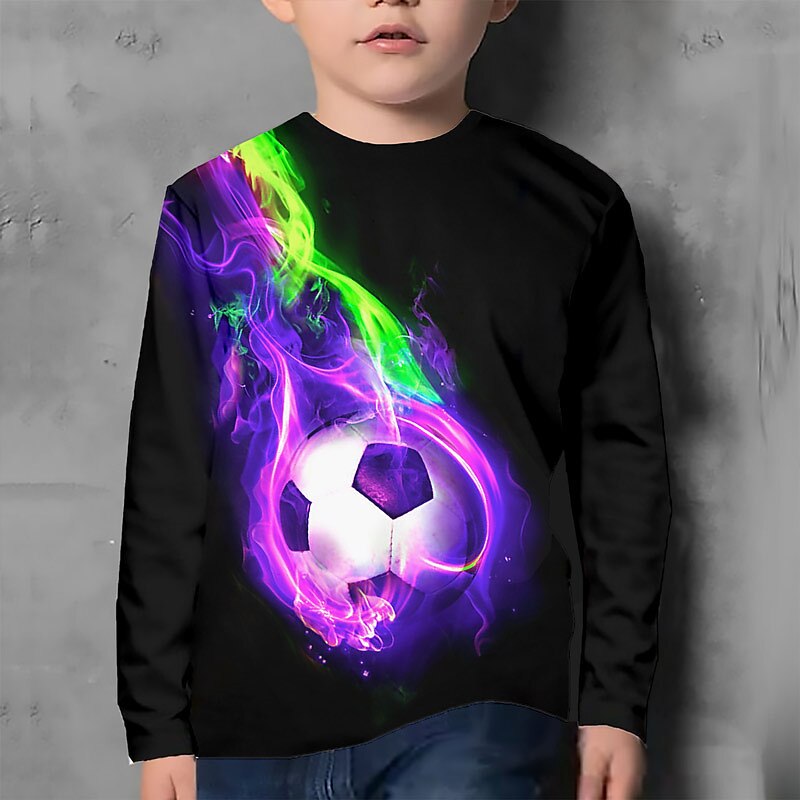 Pojkar 3D Grafisk Fotboll Rök T-shirt Långärmad 3D-tryck Sommar Vår Höst Sport Mode Streetwear Barn 3-12 år Utomhus Ledigt Dagligen Normal 2025 - $13.99 –P4