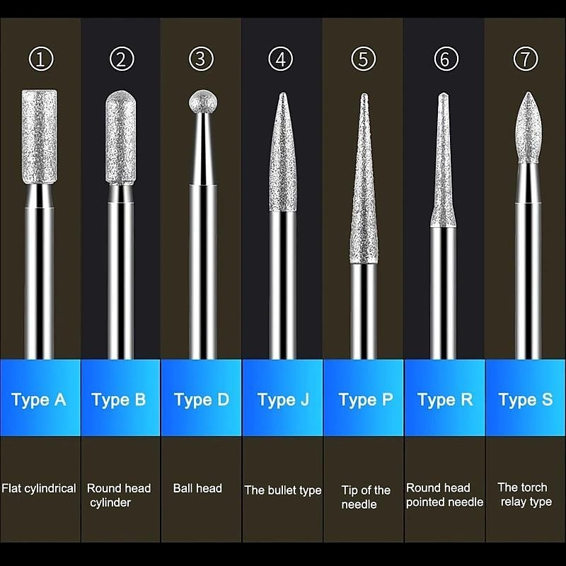 30Pcs Diamond Grinding Burr Needle Point Engraving Carving Polishing For Glass Jade Stone 3mm Drill Bit Rotary Tool Set 2025 - $9.99 –P3